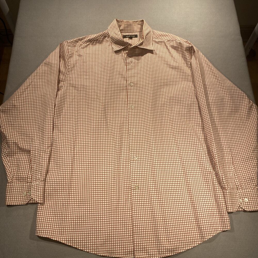 Murano Long Sleeve Button Up 100% Cotton Red/White Check XL